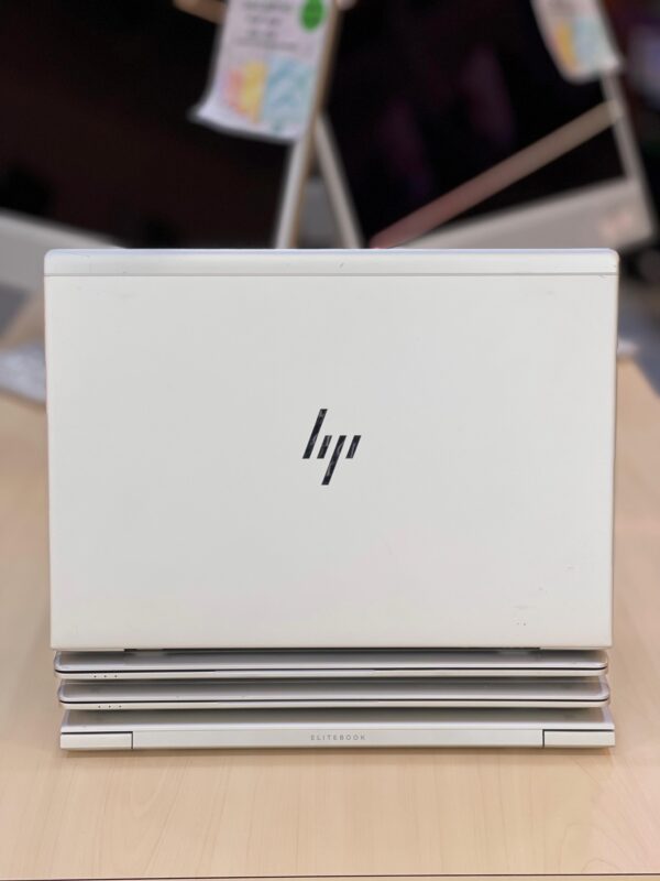 Rear view of HP EliteBook 840 G6 showcasing hinge and durable casing design.