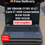 HP ZBook Fury 15 G7 | Core i7-10th Gen | 32 GB RAM | 512 GB SSD | 4 GB GPU